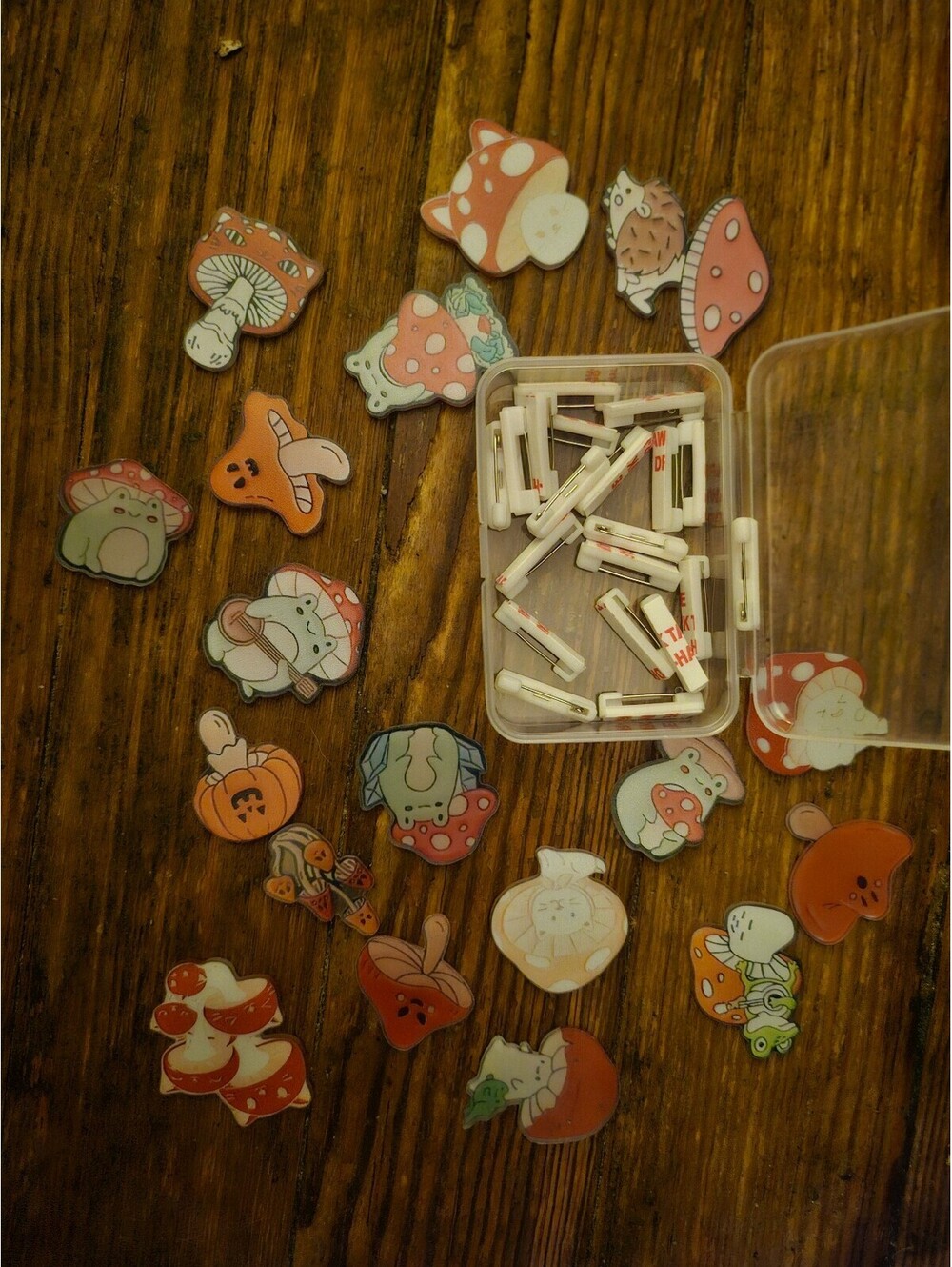 NEW lot of 18 mushroom themed - DIY lapel/ hat/ backpack pins